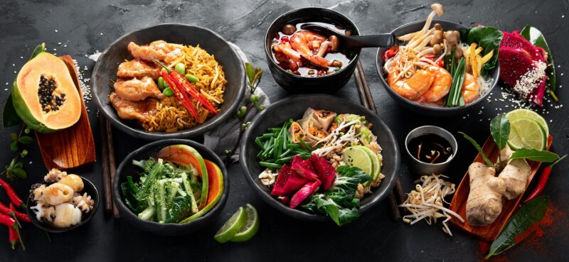 Assorted,Thai,Food,Set.,Famous,Cuisine,Dishes,On,Table,On