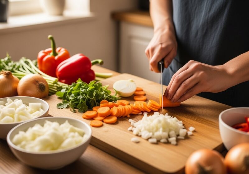 Indoor,Photo,Of,Flat,Lay,Of,A,Wooden,Kitchen,Counter,